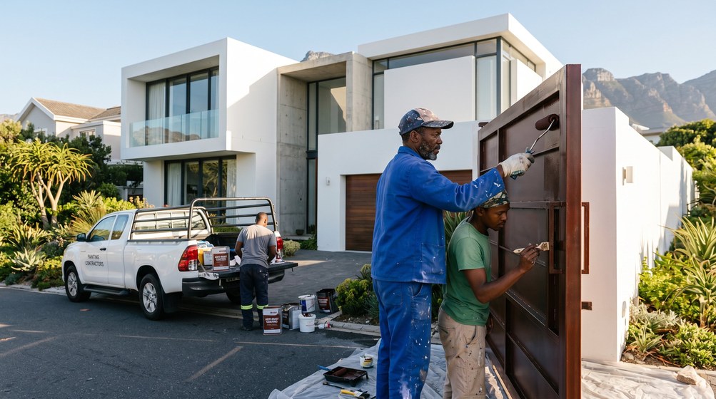 Anti-rust coating work on coastal metalwork in Three Anchor Bay
