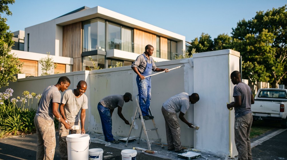 Boundary wall painting at a Fresnaye home